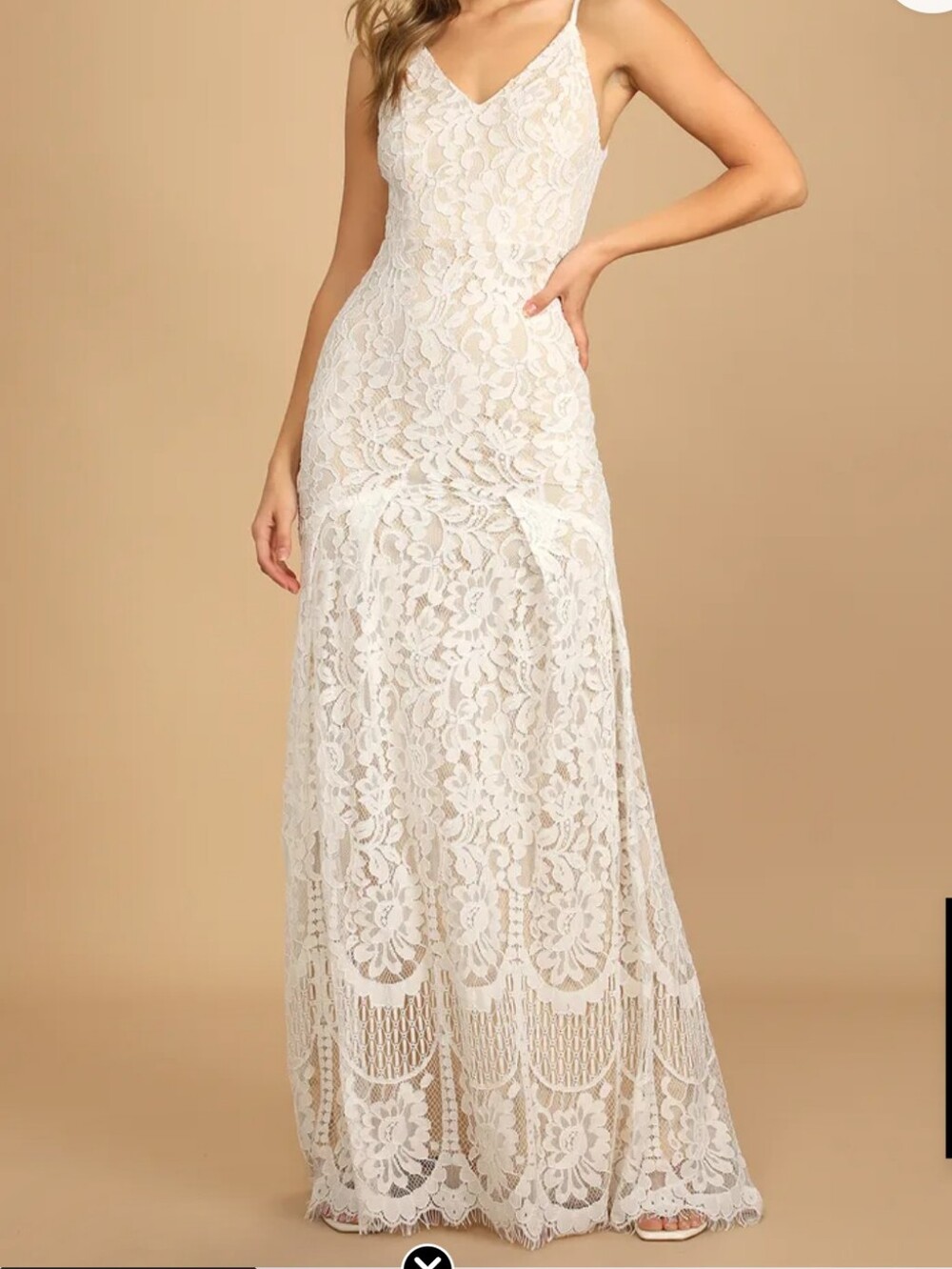 NWT Lulus FLYNN Creamy White Lace Maxi Dress.
